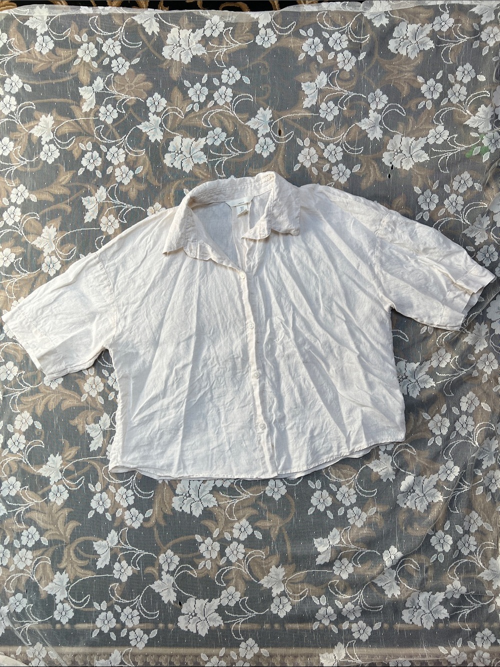 H&M White Linen Button-Up Top